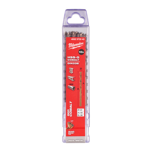 Wiertło do metalu Red Cobalt HSS-G 5.0 x 86 13