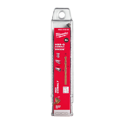 Wiertło do metalu Red Cobalt HSS-G 8.0 x 117 13