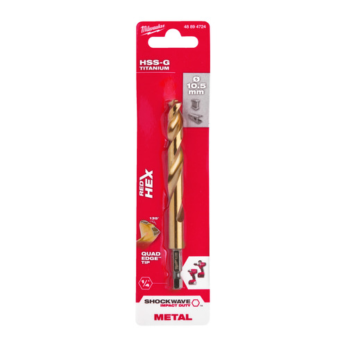 Wiertło do metalu z prowadzeniem HSS-G TYTAN HEX 10.5 mm 13