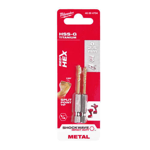 Wiertło  do metalu z prowadzeniem HSS-G TYTAN HEX 2.5 mm 13