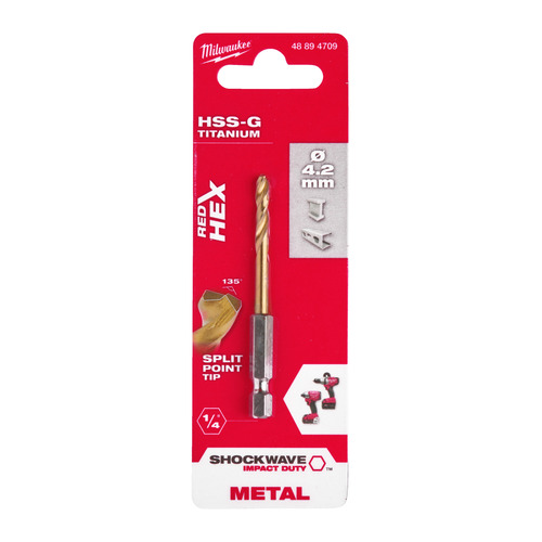Wiertło  do metalu z prowadzeniem HSS-G TYTAN HEX 4.2 mm  13