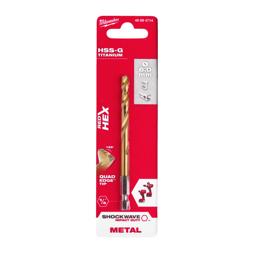 Wiertło  do metalu z prowadzeniem HSS-G TYTAN HEX 6 mm 13