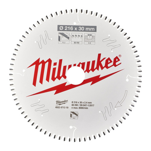 Tarcza pilarska do aluminium 216 x 30 mm 80 zębów MILWAUKEE 1