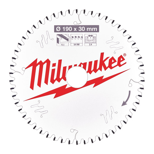 Tarcza pilarska do aluminium 190 x 30 mm 54 zębów MILWAUKEE 1