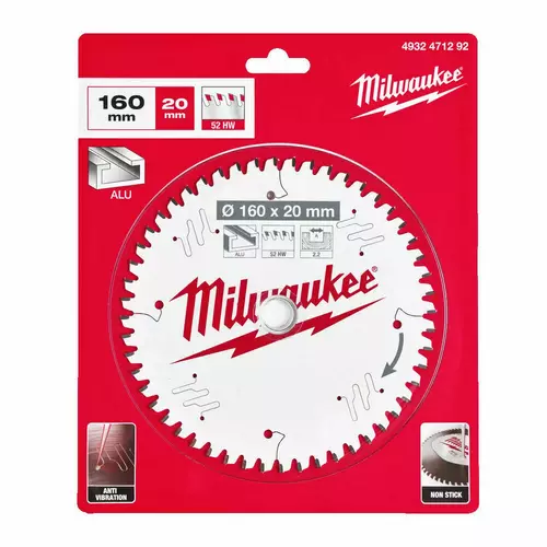 Tarcza pilarska do aluminium 160 x 20 mm 52 zębów MILWAUKEE 3