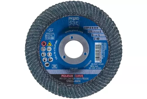 PFERD Tarcza lamelowa POLIFAN® PFR 125-L Z40 SGP-CURVE STEELOX 125 mm 40 ziarno 2