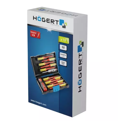 Hogert HT1S997 – zestaw wkrętaków izolowanych VDE 1000V, 13 szt. 2
