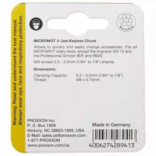 Proxxon PR28941 – uchwyt wiertarski 0,3–3,2 mm 3-szczękowy 3