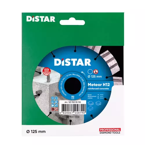Distar Meteor H12 1A1RSS tarcza diamentowa 125 × 2,2/1,3 × 12 × 22,23 mm do żelbetu 12315055110 3