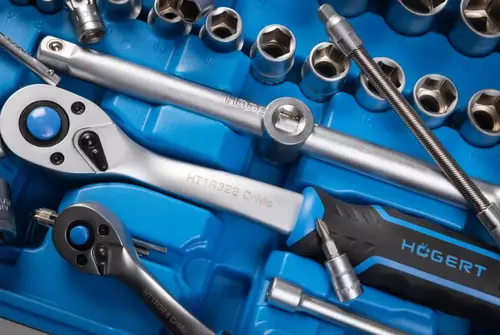 Hogert Technik HT1R440 zestaw narzędziowy 144 elementy 1/4 i 1/2 CrV 5