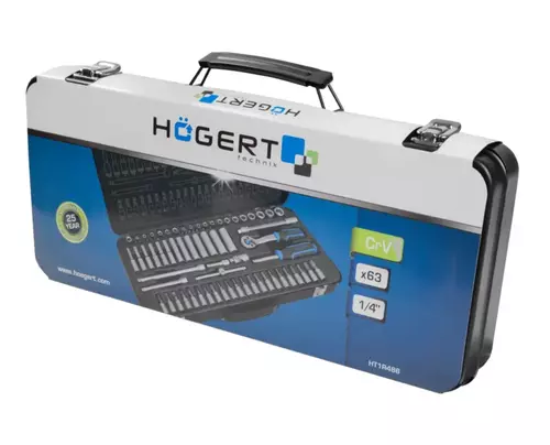 Högert Technik HT1R486 zestaw narzędziowy 63 elementy 1/4" 72T CrV 5