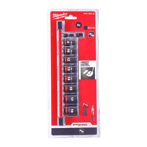 Zestaw nasadek udarowych krótkich na szynie 3/8" - 9 szt Milwaukee 6