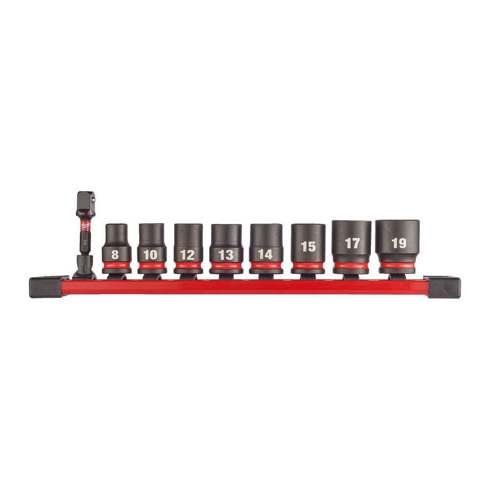 Zestaw nasadek udarowych krótkich na szynie 3/8" - 9 szt Milwaukee 1