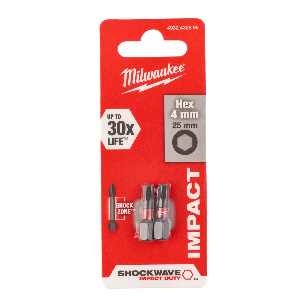 Bity udarowe Shockwave Hex 4 mm x 25 mm - 2 szt. 1