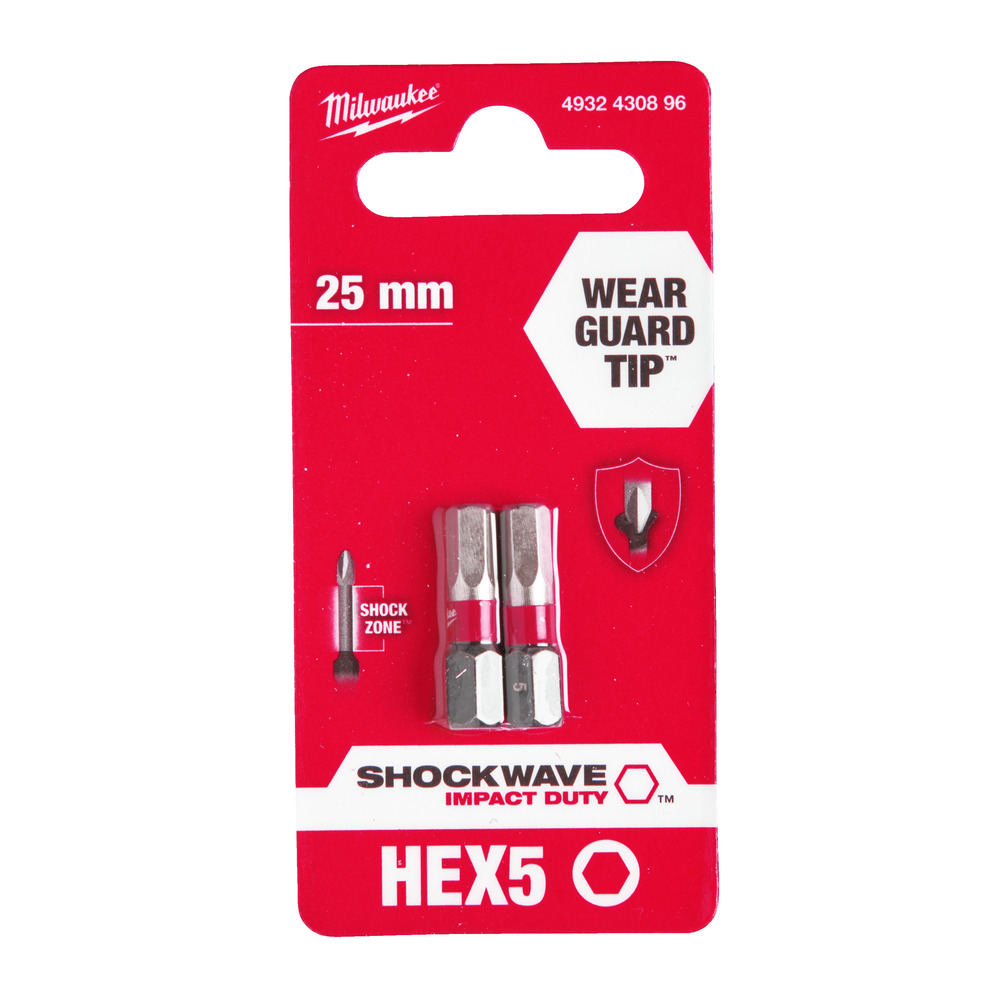 Bity udarowe Shockwave Hex 5 mm x 25 mm - 2 szt. 1