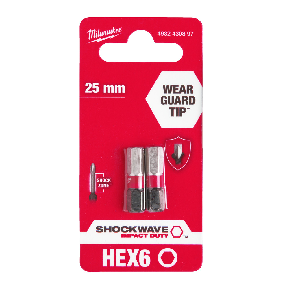 Bity udarowe Shockwave Hex 6 mm x 25 mm - 2 szt. 1