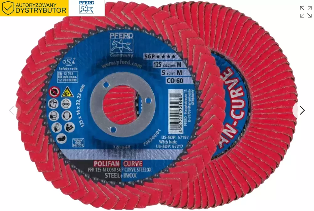 PFERD Tarcza lamelowa POLIFAN® PFR 125 CO60 SGP-CURVE M 125 mm 60 ziarno 1