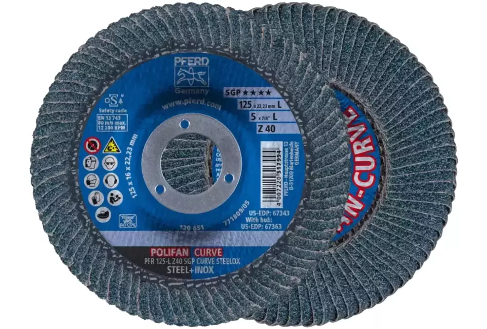 PFERD Tarcza lamelowa POLIFAN® PFR 125-L Z40 SGP-CURVE STEELOX 125 mm 40 ziarno 1