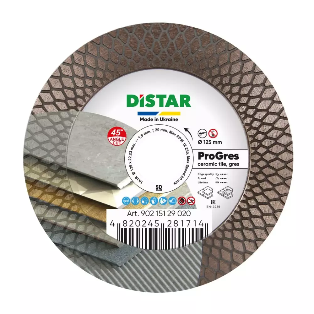 Distar Pro Gres 125 mm – tarcza diamentowa cięcie/szlif 45° 1