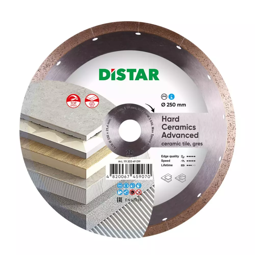 Distar Hard Ceramics Advanced 250 mm – tarcza diamentowa do twardej ceramiki 1