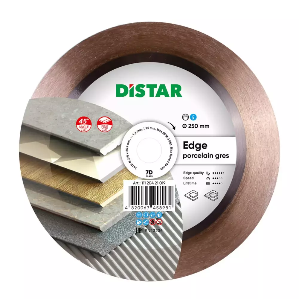 Distar 1A1R EDGE 250 mm – tarcza diamentowa do cięcia pod kątem 45° 1