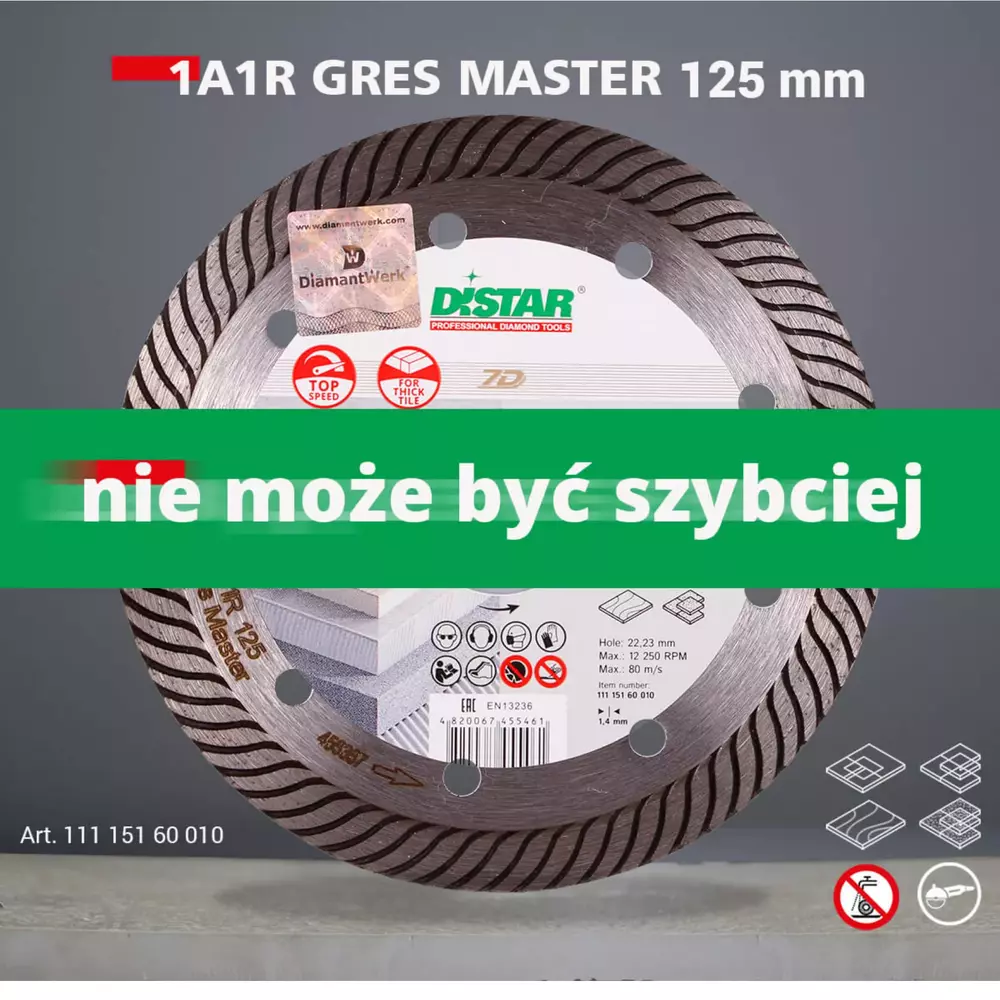 Distar GRES MASTER 125 mm – tarcza diamentowa 1A1R do gresu i ceramiki 1