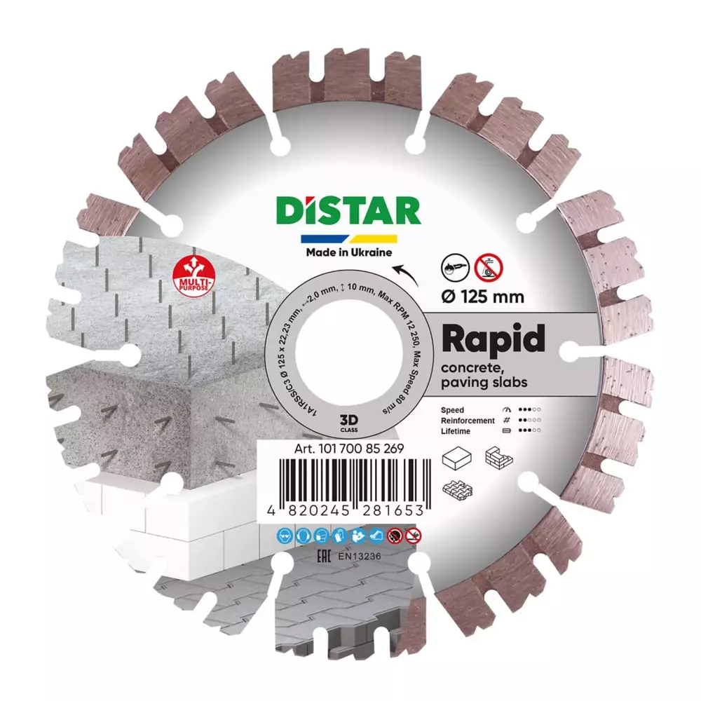 Distar Rapid 125 mm – tarcza diamentowa 1A1RSS/C3-H do betonu 1
