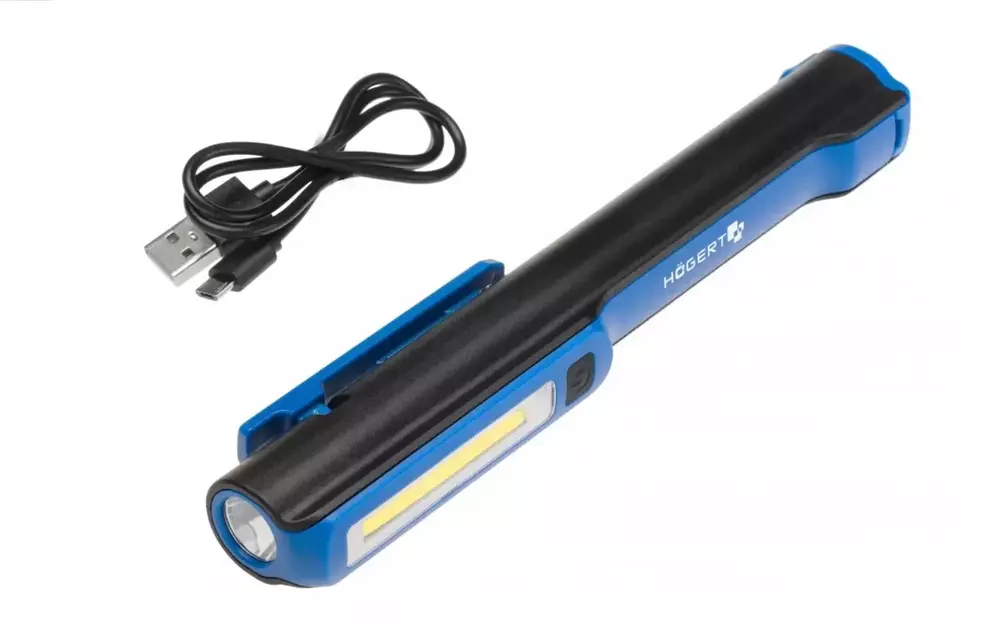 Hogert HT1E406 – latarka inspekcyjna USB 3 W COB + LED, magnes, hak 120° 1