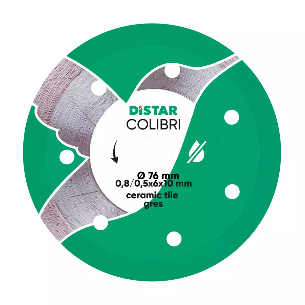 Distar Tarcza diamentowa Colibri 76x0,8x6x10H – diamentowa tarcza tnąca 76 mm do gresu i ceramiki 1