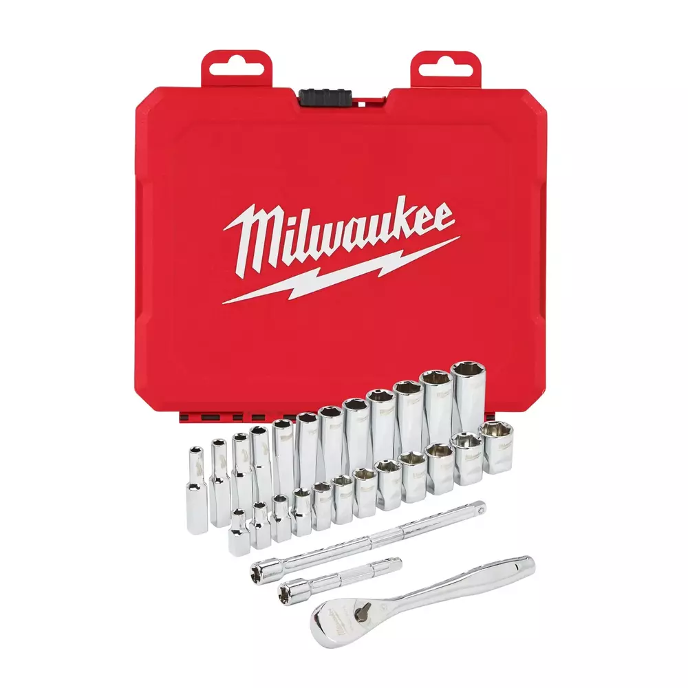 Milwaukee zestaw nasadek z grzechotką 1/4" 28 elementów 4932464943 1