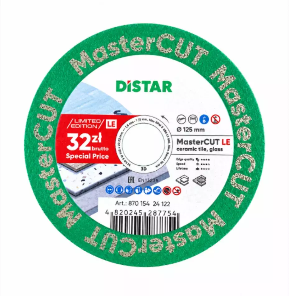 Distar MasterCUT LE tarcza diamentowa 125 × 1,6/1,0 × 15 × 22,23 mm do gresu i szkła 87015424122 1