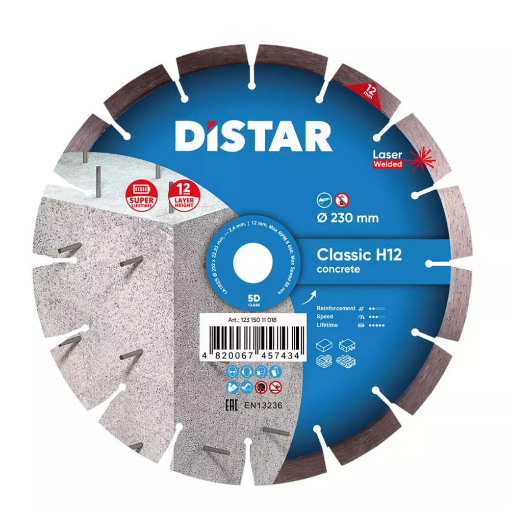 Distar Classic H12 1A1RSS tarcza diamentowa 230 × 2,4/1,6 × 22,23 mm do betonu i żelbetu 12315011018 1