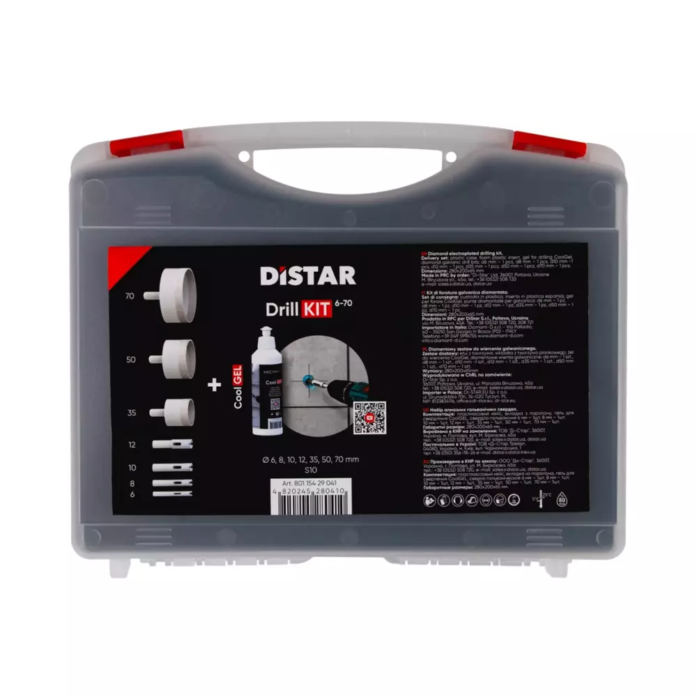 Distar DrillKIT 6-70 z CoolGEL zestaw 7 wierteł diamentowych do gresu 89568442140 1