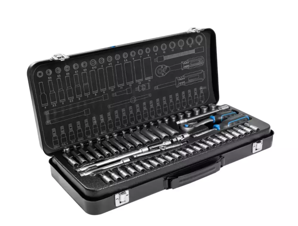 Högert Technik HT1R486 zestaw narzędziowy 63 elementy 1/4" 72T CrV 1