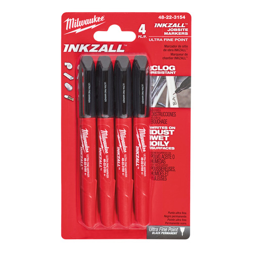 INKZALL™ cienkie markery czarne milwaukee 4szt 1