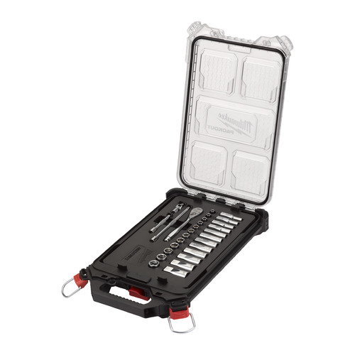 Nasadki¼″ z grzechotką - metryczne - zestaw 28 szt. w organizerze PACKOUT™ SLIM średnim 1