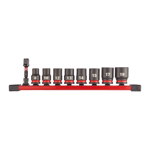 Zestaw nasadek udarowych krótkich na szynie 3/8" - 9 szt Milwaukee 1