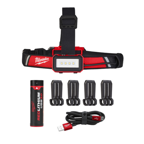 Latarka czołowa do kasku z możliwością ładowania przez USB L4 HLRP-301 Milwaukee 1