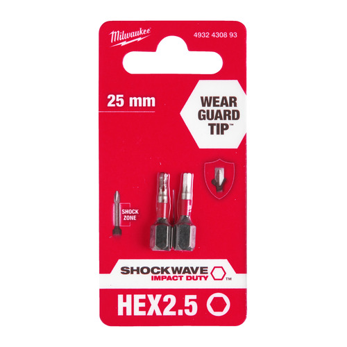 Bity udarowe Shockwave Hex 2.5 mm x 25 mm - 2 szt. 1
