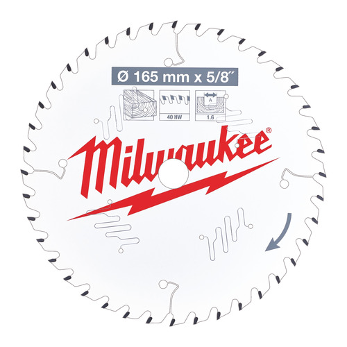 Tarcza pilarska do drewna 165 x 15.87 mm 40 zębów MILWAUKEE 1