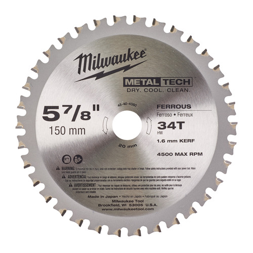 Tarcza pilarska do metalu 150 x 20 mm 34 zębów MILWAUKEE 1