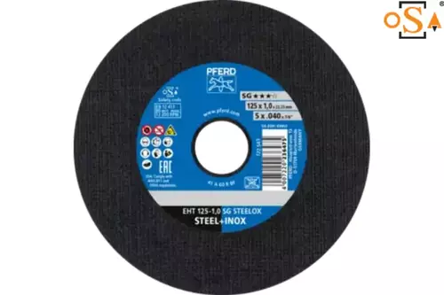 PFERD Tarcza tnąca EHT 125x1,0 mm SG STEELOX dla stali i stali nierdzewnej INOX 1