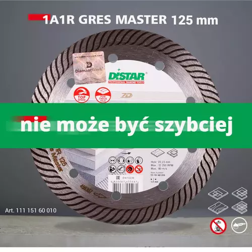 Distar GRES MASTER 125 mm – tarcza diamentowa 1A1R do gresu i ceramiki 1
