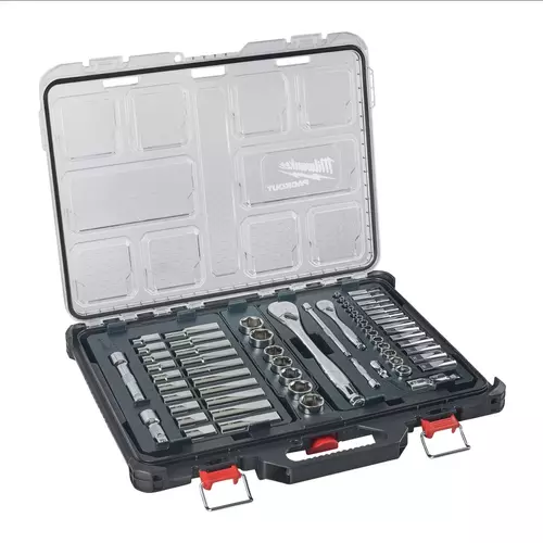 Milwaukee PACKOUT zestaw nasadek z grzechotkami 1/4" i 1/2" 63 elementy 4932493661 1