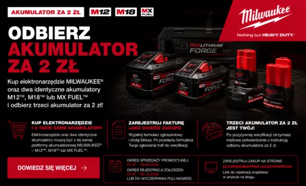 Promocja MILWAUKEE® – odbierz akumulator za 2 zł