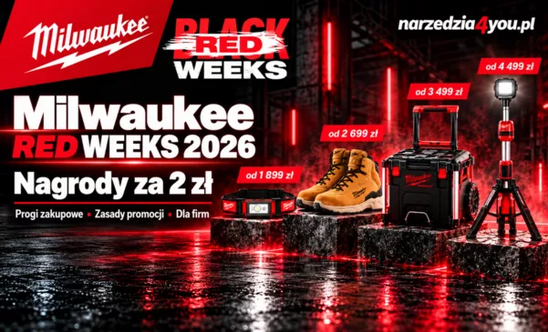 Milwaukee RED WEEKS 2026 – Nagrody za 2 zł! Sprawdź progi zakupowe i zasady promocji