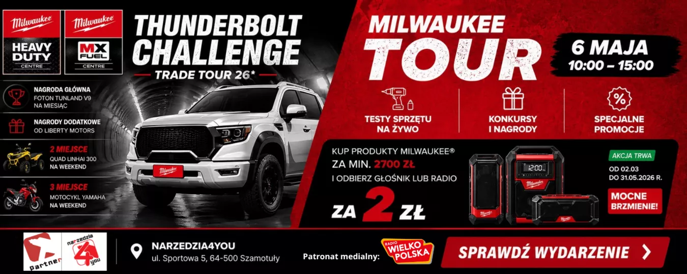 Milwaukee Tour Szamotuły – 6 maja 2026 | Testy i promocje