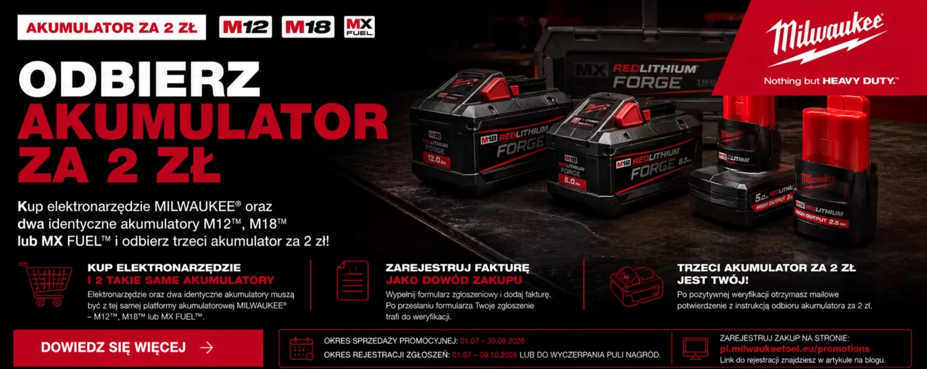 Promocja MILWAUKEE® – odbierz akumulator za 2 zł